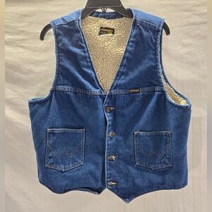 Vintange 80s Wrangler Men's XL Vest Western Trucker Jean Sherpa Lined